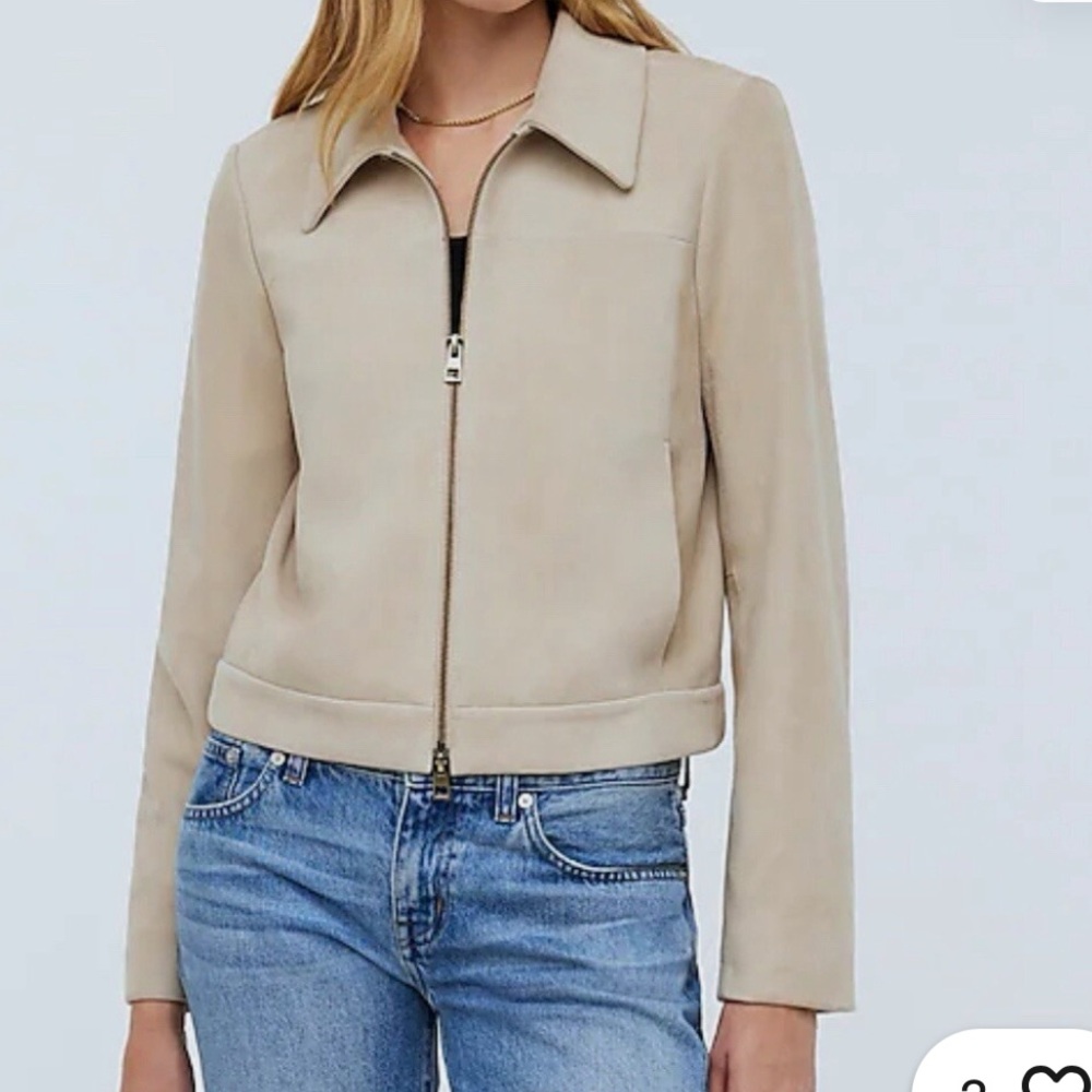 NWT Madewell Shrunken zip-front jacket in suede! Sz 00